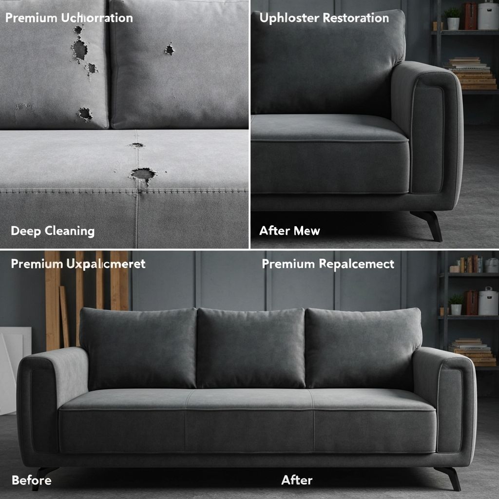 Before and after sofa repair transformation